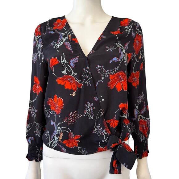 New MADEWELL Women's Loose Bouquet Night Vision Smocked Sleeve Wrap Top Size XS - Picture 4 of 8